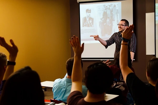 Benjamin Tyner, Ph.D. teaching a history class